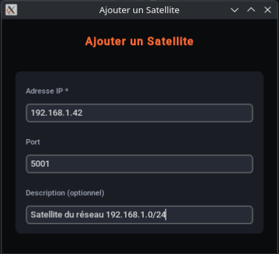 Ajout Satellite Fenêtre