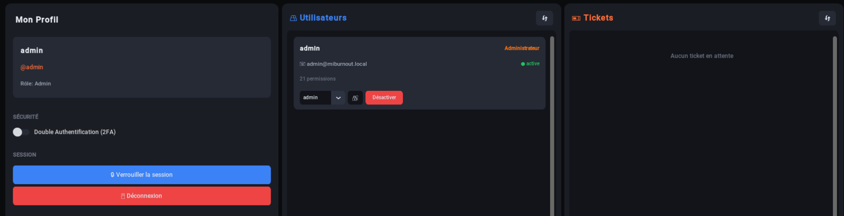 Interface Profil Utilisateur