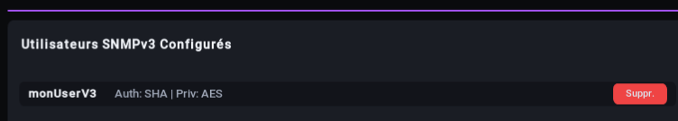 Utilisateur SNMPv3 Ajouté